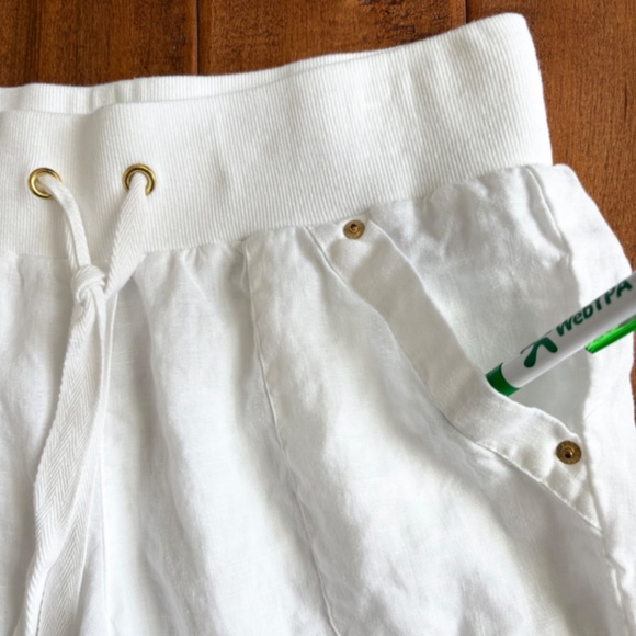 Y2K GUESS 100% White Linen Straight Leg Pants Women M - Picture 6 of 13